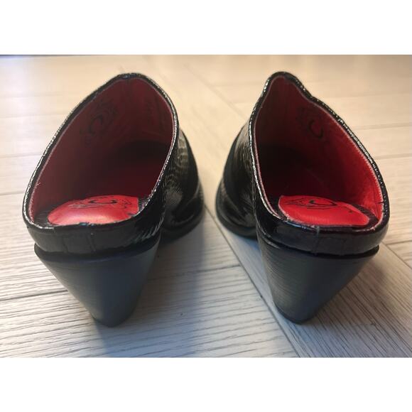 NWB Lucchese women's patent leather croc embossed mule slides w/ 3" heel. Sz 7.5 - Picture 10 of 11